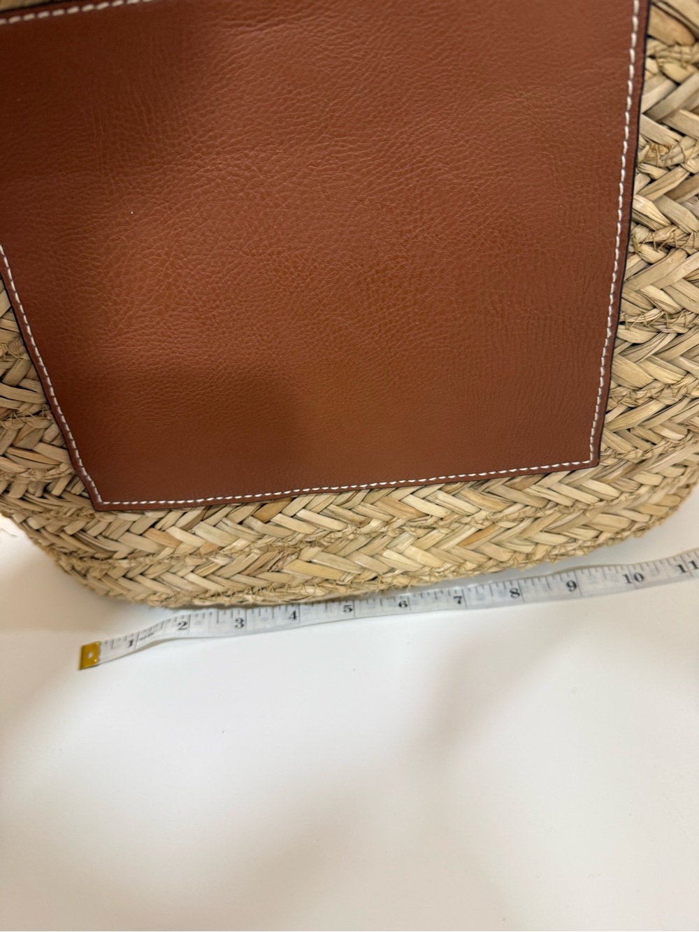 Universal Thread Natural Straw Tote with Brown Leather Pocket and Straps - Picture 7 of 7